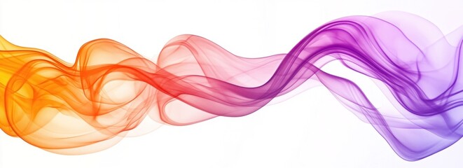 Wall Mural - Abstract colorful smoke wave design on white background.