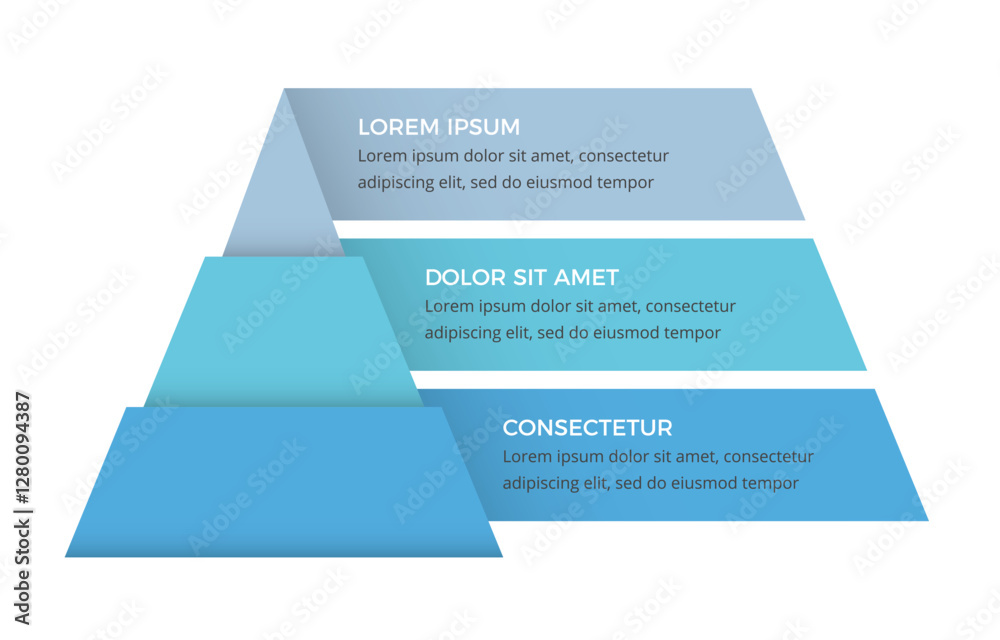 Pyramid diagram with three segments, infographic template, vector eps10 ...