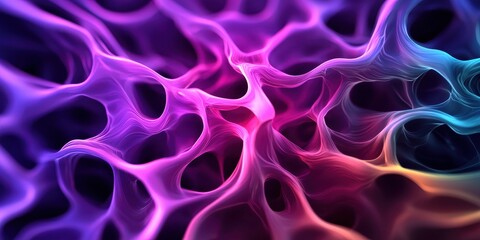 Poster - A vibrant, abstract image showcasing flowing patterns in shades of purple, pink, and blue, resembling a mesmerizing liquid or energy wave.