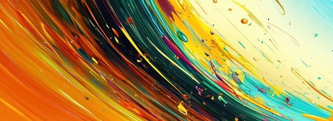 Wall Mural - Abstract colorful swirls and streaks of paint.
