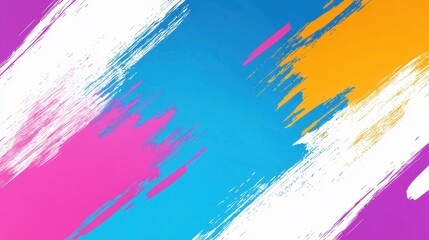 Poster - Vibrant Abstract Brush Strokes in Pink, Blue, Yellow and White Create a Dynamic Background with a Playful and Artistic Feel Suitable for Various Designs
