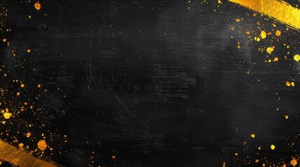 Poster - Black Background with Vibrant Gold Splashes and Stripes for Elegant Design and Creative Artwork Applications