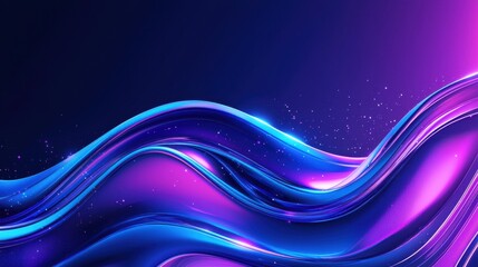 Poster - Abstract Vibrant Waves of Purple and Blue Light Flowing Smoothly Across a Dark Gradient Background for Graphic Design and Artistic Use
