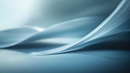 Poster - soft flowing curves of translucent paper in cool blue tones creating a serene atmosphere