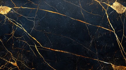 Poster - Elegant Dark Marble Background with Golden Veins, High Contrast Texture, Perfect for Luxury Design, Interior Decor, Professional Visuals, and More