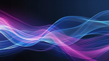 Wall Mural - Dynamic Waves of Colorful Blue and Pink Flowing Light