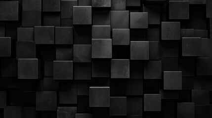 Poster - abstract dark background with three-dimensional black cubes arranged in a modern, artistic pattern s