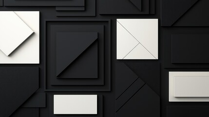 Aufkleber - Modern Minimalist Composition of Black and White Geometric Shapes and Textures for Elegant Design Background and Artwork Inspiration