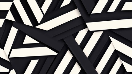 Poster - abstract monochrome geometric pattern with dynamic lines and shapes creating depth and texture for m