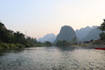 Wall Mural - Pha Tang Vang Vieng Laos