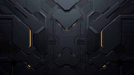 Poster - Futuristic Abstract Background with Geometric Shapes and Illuminated Lines in Dark Tones for Technology and Design Concepts