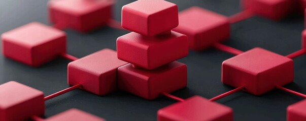 Aufkleber - A close-up view of red geometric shapes arranged in a structured layout, emphasizing pattern and design.