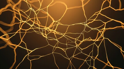 Aufkleber - Abstract image of interconnected golden lines resembling neural networks, set against a dark background, evoking a sense of depth and complexity.