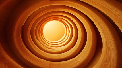 Poster - A mesmerizing view of concentric circles creating a tunnel effect, illuminated by a warm, golden light at the end, suggesting depth and infinity.
