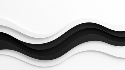 Poster - abstract black and white wavy paper layers on white background creating depth and dimension for mode
