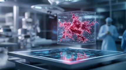 Leinwandbilder - Advanced surgical suite innovative medical database visualization in a high-tech healthcare environment