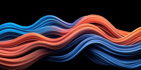 Aufkleber - A vibrant wave pattern in shades of blue and orange against a dark background, showcasing fluid motion and dynamic design.
