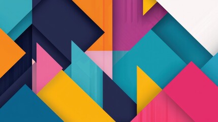 Aufkleber - Vibrant Geometric Abstract Background Featuring Colorful Triangles and Shapes Creating an Energetic Visual Texture for Modern Design Projects