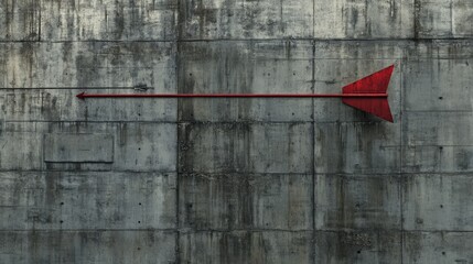 Poster - red arrow pointing right on a textured concrete wall, symbolizing direction and focus