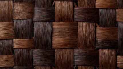 Poster - Close-Up View of Elegant and Textured Woven Hair Fiber Pattern in Various Shades of Brown and Black Suitable for Textiles and Backgrounds