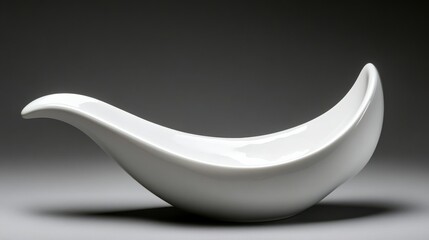 Poster - elegant white ceramic bowl with smooth curves, displayed against a dark background, ideal for decor