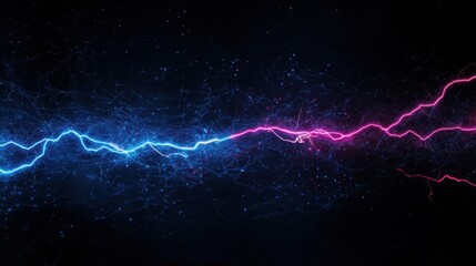 Poster - Stunning Abstract Electric Background Featuring Vivid Pink and Blue Lightning Strikes in a Dark Environment Creating Dramatic Effect and Visual Impact