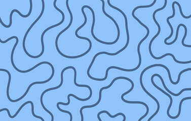 Aufkleber - Abstract horizontal background with dynamic linear waves. Trendy vector illustration in style retro 60s, 70s. Blue colors
