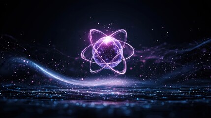 Aufkleber - stunning visualization of atomic structure with vibrant purple colors and abstract elements in a dar