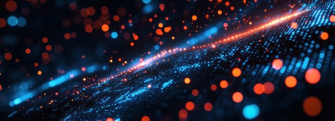 Wall Mural - abstract digital wave with glowing particles.