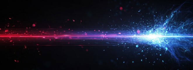 Wall Mural - Abstract energy beam with red and blue light streaks.