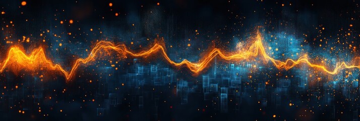 Wall Mural - abstract energy wave over futuristic city.