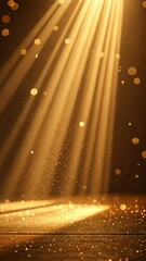 Aufkleber - A light shining on a wooden floor. The floor is covered in glitter. The light is coming from the left side of the image