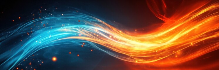 Wall Mural - abstract fiery and icy swirls merging.