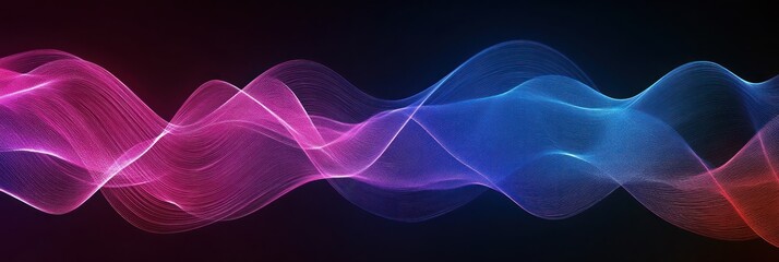 Wall Mural - abstract flowing wave with pink and blue neon light.