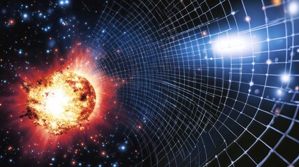 Wall Mural - Cosmic Explosion: A Stellar Nova in the Fabric of Spacetime