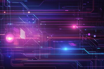 Wall Mural - abstract futuristic technology background with glowing lines and circuits.