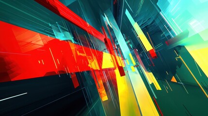 Fototapete - A modern cyber-enhanced visualization of a collapsing financial graph on a clean banner.