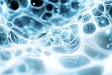 Poster - Abstract Blue and White Network Structure with Glowing Highlights