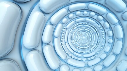 Poster - Abstract Concentric Circles of Glossy Light Blue and White Ovals