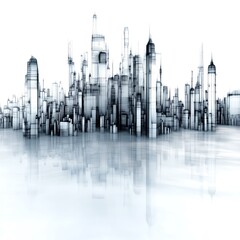 Poster - Abstract Futuristic Cityscape in Monochrome