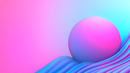 Aufkleber - Abstract Pink and Blue Sphere on Wavy Surface