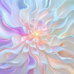 Poster - Abstract pastel artwork featuring swirling, wave like forms in shades of white, pink, and purple. The design radiates outwards from a central point, creating a sense of movement and energy. The