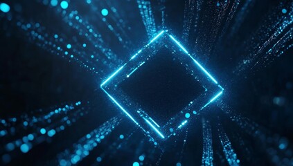 Poster - Glowing square data tunnel abstract background