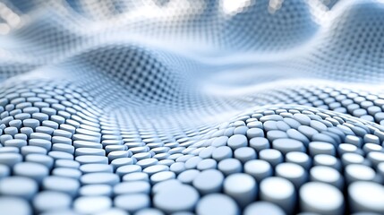 Poster - Abstract Wave Pattern of Cylindrical Shapes in Light Blue and White