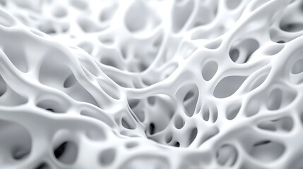 Poster - Abstract White Organic Network Three Dimensional Porous Structure Background