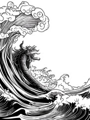 Poster - Dramatic Black And White Wave Illustration