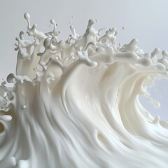 Poster - Dynamic White Liquid Wave Splash Against Soft Light Background Fluid Abstract Aesthetic