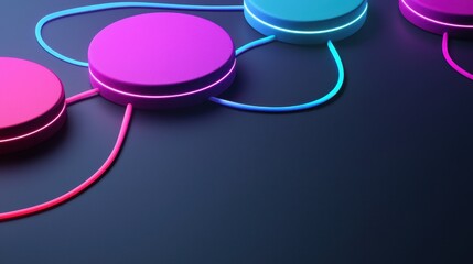 Poster - A vibrant, abstract design featuring glowing circles connected by neon lines on a dark surface, evoking a modern and tech-inspired aesthetic.