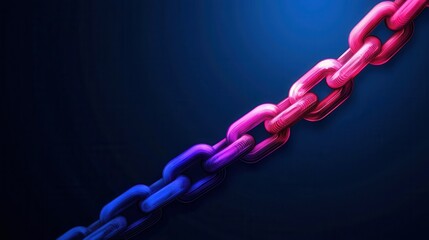 Aufkleber - A colorful, stylized chain link against a dark background, highlighting the connection and strength associated with chains.