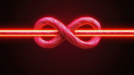 Aufkleber - A glowing, red infinity symbol intertwined with a light beam against a dark backdrop, representing eternity and limitless possibilities.